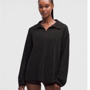 Lululemon Softstreme Pique Oversized Long Sleeve Polo – Black | Size S | NWT